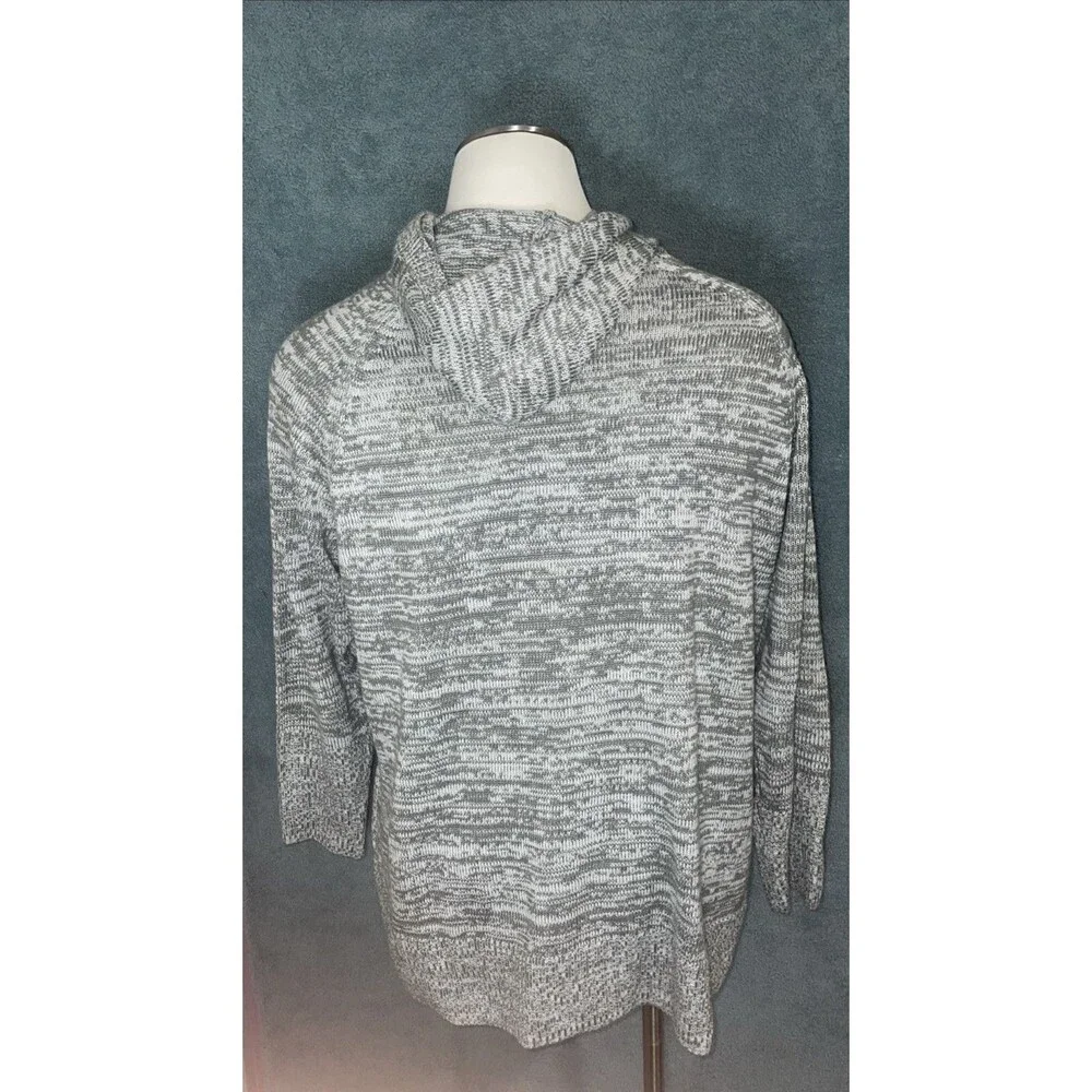 Avenue Plus Size Sweater 26/28 Gray White Marled Knit Hoodie Cozy Casual NWT‎